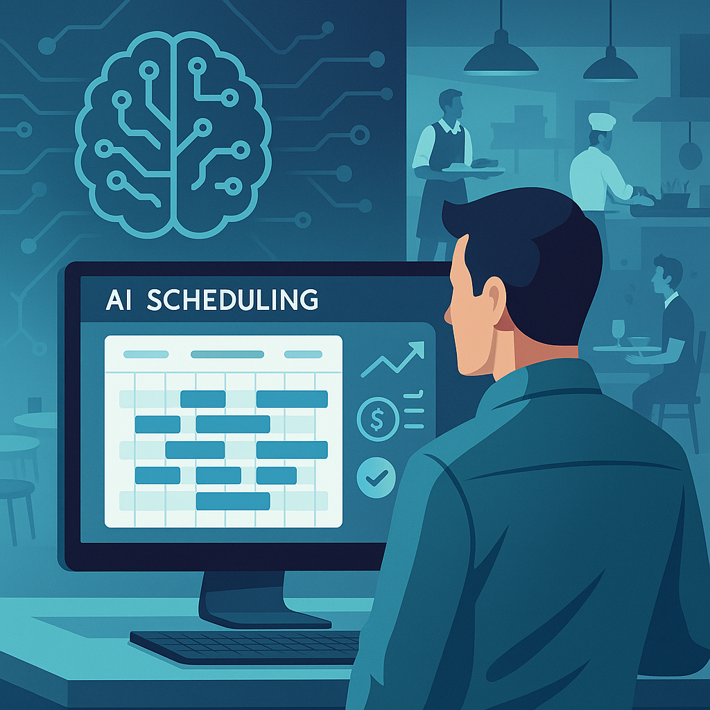 Restaurant managers reviewing AI generated schedules